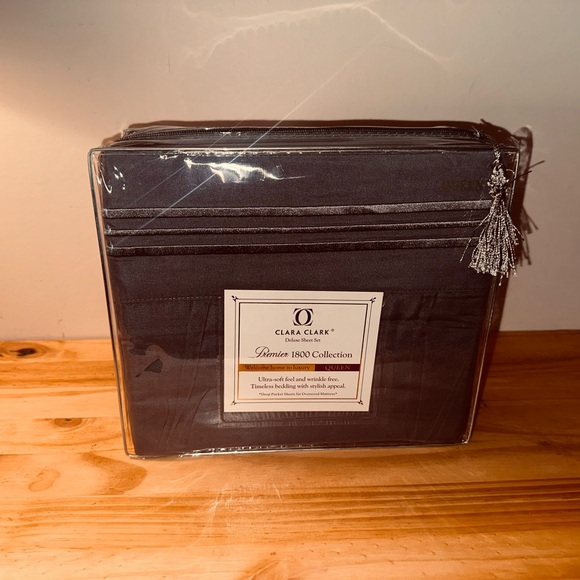 Clara Clark Queen Size Sheets - Grey - New - Picture 2 of 2